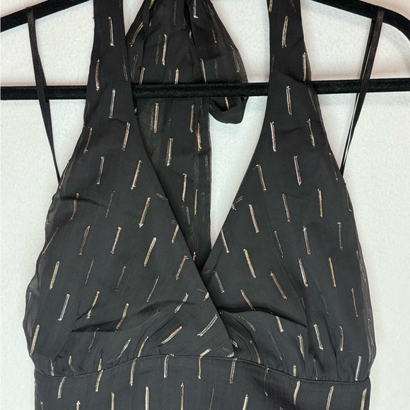 NEW BOG COLLECTIVE CIRCE BLACK AND GOLD SHIMMER HALTER TOP - Picture 1 of 6